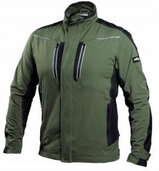 Męska bluza robocza elastyczna wiatroszczelna dodatki odblaskowe 3M Scotchlite budownictwo serwis montaż oliwkowa czarna STRETCH LINE - oliwkowy L. Czarne bluzy męskie Stalco, l, bez wzorów, bez kaptura. Za 355.05 zł.