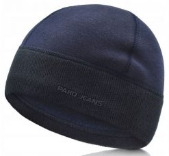 Ciepła, Zimowa Czapka - Podszyta Polarem - Pako Jeans - Granatowa. Niebieskie czapki i kapelusze męskie Pako Jeans, na zimę, bez wzorów, z jeansu, sportowe. Za 45.00 zł.