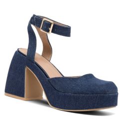 Sandały Jenny Fairy. Niebieskie klapki damskie Jenny Fairy, bez wzorów, bez obcasa, na słupku, bez zapięcia. Za 169.99 zł.