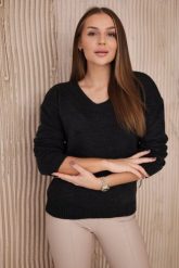 Sweter z dekoltem V grafitowy. Szare swetry damskie KESI, l, bez wzorów, z wełny, bez kołnierzyka, plus size, bez ramiączek, bez kaptura. Za 139.05 zł.