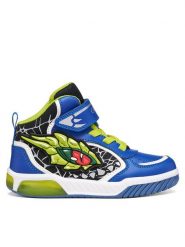 Geox Sneakersy J Inek Boy J669CA 1458 C4344 M Niebieski. Niebieskie buty sportowe chłopięce Geox, bez wzorów, ze skóry, bez zapięcia. Za 269.99 zł.