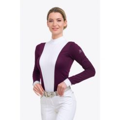 Koszulka konkursowa damska Queen. Czarne koszule damskie CAVALLIERA, xs, bez wzorów, z koronki, eleganckie, bez kołnierzyka, bez ramiączek. W wyprzedaży za 299.20 zł.