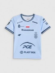 4F Koszulka meczowa replika domowa z sezonu 2025/26 dziecięca 4F x Projekt Warszawa - niebieska 122/128 (6-8 lat). Niebieskie bluzki dla dziewczynek 4f, bez wzorów, z dzianiny, bez ramiączek. Za 189.99 zł.