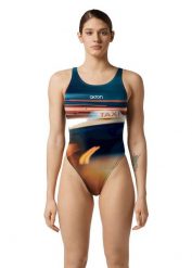 Strój Kąpielowy Akron Fumy – Rozmiar 38. Niebieskie kostiumy jednoczęściowe damskie AKRON, l, bez wzorów, z materiału, klasyczne, na fitness i siłownię. Za 180.72 zł.