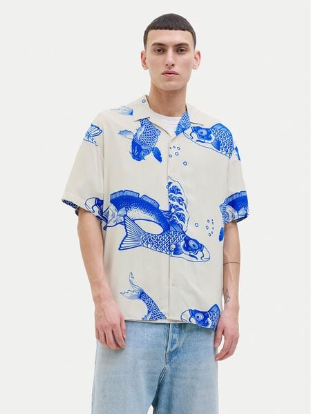 Jack & Jones Koszula Jeff 12268465 Niebieski Relaxed Fit. Niebieskie koszule męskie Jack & Jones, l, bez wzorów, z wiskozy, bez kołnierzyka, bez ramiączek. Za 89.99 zł.