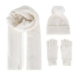Zestaw czapka, szalik i rękawiczki Beverly Hills Polo Club. Białe rękawiczki damskie Beverly Hills Polo Club, bez wzorów, z dzianiny. Za 159.99 zł.