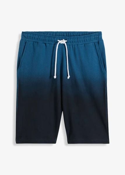 Bermudy dresowe w cieniowanym kolorze. Niebieskie szorty męskie bonprix, m, bez wzorów, z dresówki. Za 87.99 zł.