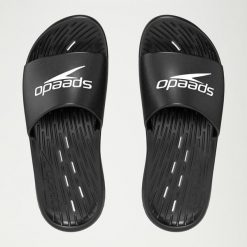 Klapki basenowe antypoślizgowe męskie Speedo Slides. Czarne klapki męskie Speedo, z materiału. Za 69.99 zł.