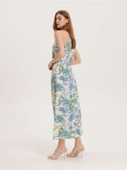 Sukienka maxi z wiskozy - niebieski. Niebieskie sukienki damskie Reserved, l, bez wzorów, z tkaniny, bez kołnierzyka, bez ramiączek, maxi. W wyprzedaży za 49.99 zł.