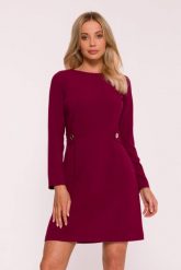 Elegancka sukienka trapezowa z patkami w talii bordowa. Czerwone sukienki dla dziewczynek MOE, z aplikacjami, z poliesteru, biznesowe, bez ramiączek, długie. Za 359.00 zł.