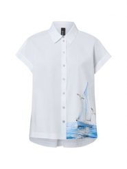 Marc Cain Bluzka z krótkim rękawem Kobiety Bawełna (100%) biały, 42. Białe bluzki damskie Marc Cain, bez wzorów, z bawełny, bez kołnierzyka, bez ramiączek. Za 949.95 zł.