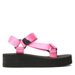 Sandały Jenny Fairy. Czerwone klapki damskie Jenny Fairy, bez wzorów, bez obcasa, na koturnie, bez zapięcia. Za 99.99 zł.