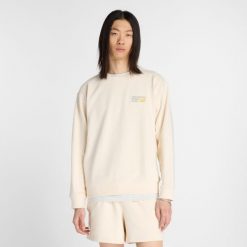 Bluza męska New Balance MT41547PEF – beżowa. Brązowe bluzy męskie New Balance, m, bez wzorów, z bawełny, bez kaptura. Za 359.99 zł.