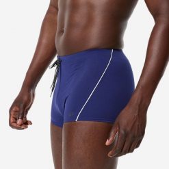 Bokserki pływackie męskie Plus. Białe kąpielówki męskie Decathlon, m, bez wzorów, z materiału, do pływania. Za 39.99 zł.