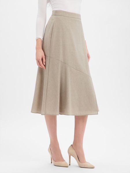 BOSS Damska spódnica midi z wełny dziewiczej - Vuleran Kobiety wełna ze strzyży beżowy marmurkowy, 38. Brązowe spódnice damskie Boss, bez wzorów, z tkaniny, biznesowe, midi, kopertowe. Za 1,199.95 zł.