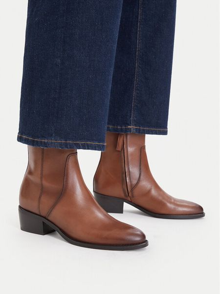 GINO ROSSI Botki C-WI44-GLAM-02 Brązowy jasny. Brązowe botki damskie Gino Rossi, bez obcasa, na słupku, bez zapięcia. Za 329.99 zł.