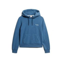 Bluza z logo dla kobiet Superdry Essential. Niebieskie bluzy damskie Superdry., bez wzorów, z kapturem. Za 349.55 zł.