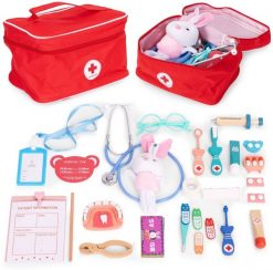 Ecotoys Drewniany zestaw małego lekarza torba medyczna dla dzieci 28 elementów ECOTOYS EDUKAMP. Torby i plecaki dziecięce ECOTOYS. Za 66.54 zł.