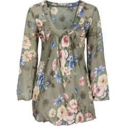 Bluzka bonprix khaki w kwiaty. Bluzki damskie marki bonprix. Za 59.99 zł.