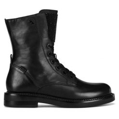 Trzewiki MEXX. Czarne botki damskie Mexx, bez obcasa, na płaskiej podeszwie, bez zapięcia. Za 379.99 zł.