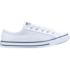 Buty sportowe Converse Chuck Taylor All Star Dainty Leather Low Top. Białe trampki i tenisówki damskie Converse, bez wzorów, ze skóry ekologicznej, retro, bez zapięcia. Za 390.00 zł.