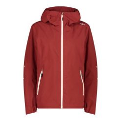 Kurtka przeciwdeszczowa z odpinanym kapturem damska CMP. Czerwone kurtki damskie CMP, bez wzorów. W wyprzedaży za 390.55 zł.