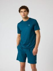 Bjorn_borg ACE MESH PANEL T-SHIRT z recyklingowanego poliestru – REFLECTING POND. Szare t-shirty męskie Björn Borg, m, bez wzorów, z meshu, klasyczne, bez kołnierzyka. Za 249.50 zł.