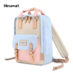 Pastelowy plecak damski na laptopa 14'' z kieszeniami - Himawari. Plecaki damskie Himawari, bez wzorów, eleganckie. Za 155.99 zł.