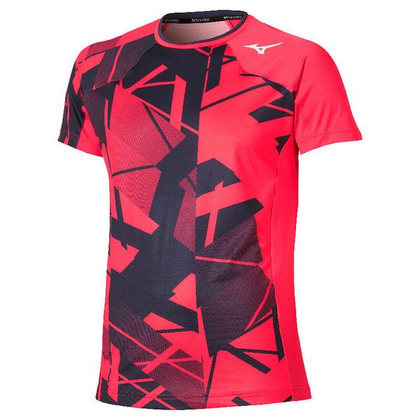 Koszulka Mizuno Shadow. Czerwone koszulki sportowe męskie Mizuno, s, bez wzorów, z materiału, bez kołnierzyka, bez ramiączek, tenisowe. Za 160.30 zł.