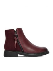 Lasocki Botki CEO-RST-56007-13 Bordowy. Czerwone botki damskie Lasocki, ze skóry, bez obcasa, na płaskiej podeszwie, bez zapięcia. Za 259.99 zł.