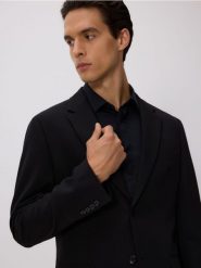 Marynarka slim fit - czarny. Czarne marynarki męskie Reserved, bez wzorów, z tkaniny. Za 329.99 zł.