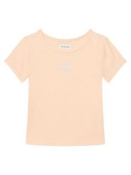 Calvin Klein Jeans T-Shirt Monologo LVCKSJB11G Pomarańczowy jasny Regular Fit. Brązowe t-shirty i topy dla dziewczynek Calvin Klein Jeans, bez wzorów, z bawełny, bez ramiączek. Za 129.99 zł.