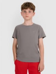 4F T-shirt oversize gładki chłopięcy - szary 128 (7-8 lat). Szare t-shirty dla chłopców 4f, bez wzorów, z bawełny, bez ramiączek. Za 29.99 zł.