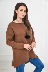 Sweter z naszyjnikiem brązowy. Brązowe swetry damskie KESI, l, bez wzorów, z elastanu, bez kołnierzyka, plus size, bez ramiączek, bez kaptura. Za 154.75 zł.