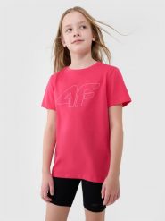 4F T-shirt regular z nadrukiem dziewczęcy - różowy 128 (7-8 lat). Czerwone t-shirty i topy dla dziewczynek 4f, bez wzorów, z bawełny, bez ramiączek. Za 39.99 zł.
