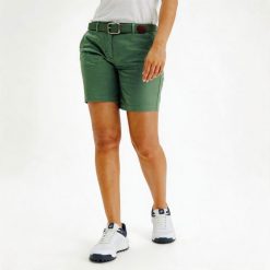Spodenki do golfa chino damskie MW500. Zielone szorty damskie INESIS, l, bez wzorów, z bawełny. Za 69.99 zł.