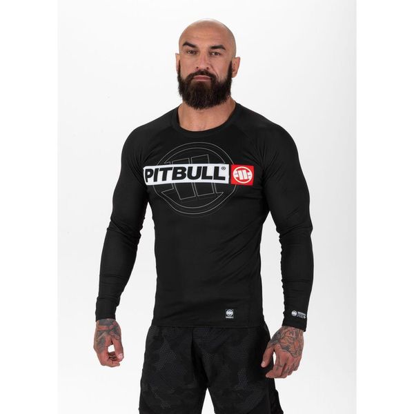 Longsleeve Rashguard dla dorosłych koszulka techniczna sportowa Hilltop Sports. Czarne bluzki z długim rękawem męskie PITBULL, m, bez wzorów, bez kołnierzyka, bez ramiączek, do biegania. Za 159.00 zł.