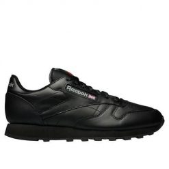 Buty do chodzenia męskie Reebok Classic Leather. Czarne buty sportowe męskie Reebok, z materiału, bez zapięcia, trekkingowe, Reebok Classic. Za 429.99 zł.