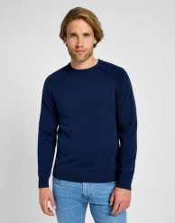 MESKI SWETER LEE CLEAN RAGLAN SWEATER TRUE NAVY 112355671. Niebieskie swetry przez głowę męskie Lee, m, bez wzorów, bez kołnierzyka. Za 169.99 zł.