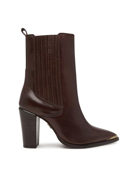 Bronx Botki New American 34322-V 3784 Brązowy. Brązowe botki damskie Bronx, ze skóry, bez obcasa, na słupku, bez zapięcia. Za 769.99 zł.