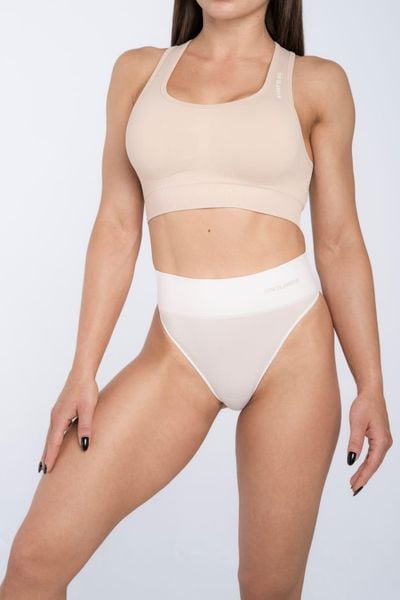 Stringi high waist. Białe stringi damskie GYM GLAMOUR, l, bez wzorów, z koronki. Za 39.99 zł.