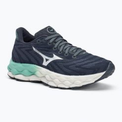 Buty do biegania damskie Mizuno Wave Sky 8. Niebieskie obuwie sportowe damskie Mizuno, bez wzorów, do biegania, mizuno wave. Za 799.99 zł.