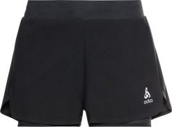 Spodenki do biegania damskie Odlo 2-in-1 ZEROWEIGHT. Czarne szorty sportowe damskie Odlo, na lato, l, bez wzorów, z elastanu, do biegania. Za 269.99 zł.