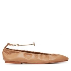 Baleriny TWINSET. Brązowe baleriny damskie Twinset, bez wzorów, bez obcasa. Za 399.99 zł.