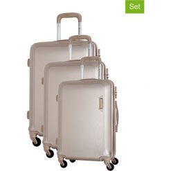 Zestaw walizek w kolorze beżowym - 3 szt. Walizki męskie marki Platinium, z materiału. W wyprzedaży za 579.95 zł.