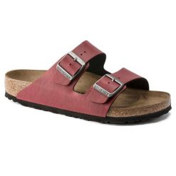 Klapki damskie Birkenstock Arizona BS Birko-flor. Czerwone klapki damskie Birkenstock, bez wzorów, z materiału, eleganckie, bez obcasa. Za 287.00 zł.