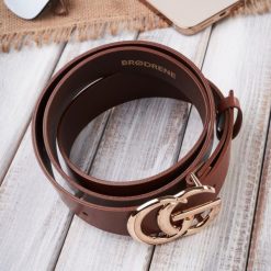 Skórzany Damski Pasek OPD-01 Brødrene Brązowy 110 cm. Brązowe paski damskie bez wzorów, z materiału, biznesowe. Za 56.99 zł.