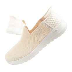 Buty sportowe damskie Skechers Go Walk Joy-Vela wsuwane SLIP-INS. Czerwone obuwie sportowe damskie Skechers, bez wzorów, z dzianiny, trekkingowe, Skechers Sport. Za 263.58 zł.
