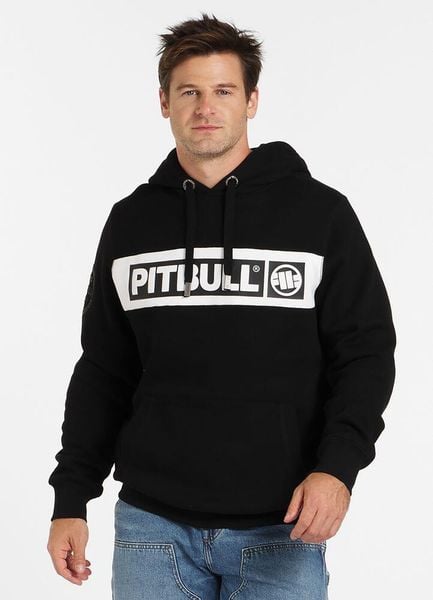 Bluza męska Pitbull z kapturem Sherwood. Czarne bluzy męskie PITBULL, l, z aplikacjami, z bawełny, z kapturem, na fitness i siłownię. Za 239.00 zł.