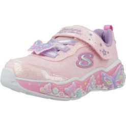 Buty SKECHERS LIGHTS LIL BUTTERFLY BLIS Rose. Czerwone obuwie sportowe damskie Skechers, bez wzorów, z syntetyku, na fitness i siłownię. Za 197.99 zł.